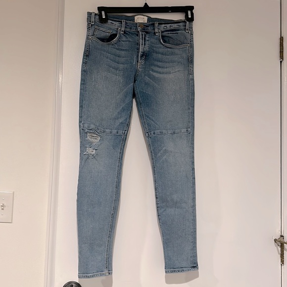 McGuire Anthropologie Skinny Distressed 15e Light Wash Blue Jeans Women's Sz 28 - Picture 1 of 7